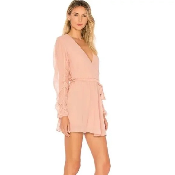 TULAROSA Dusty Rose Pink Long Sleeve Wrap Dress, Medium - Picture 1 of 16